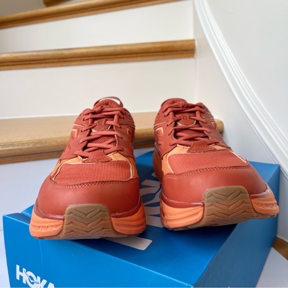 NWT Hoka Clifton Leather Gore-Tex Waterproof Unisex BOCT dark orange copper - Picture 13 of 16